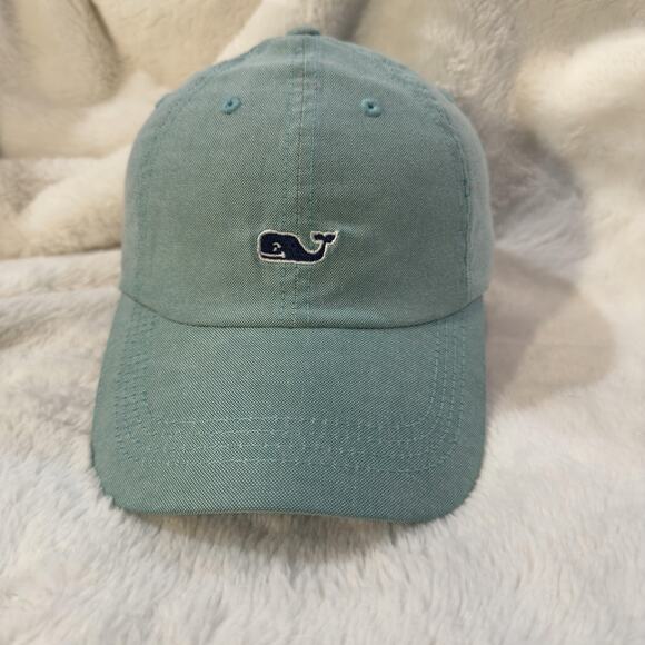 Vineyard Vines Hat Cap Baseball Strap Back Mens Teal Whale Logo Embroidered - Picture 1 of 7
